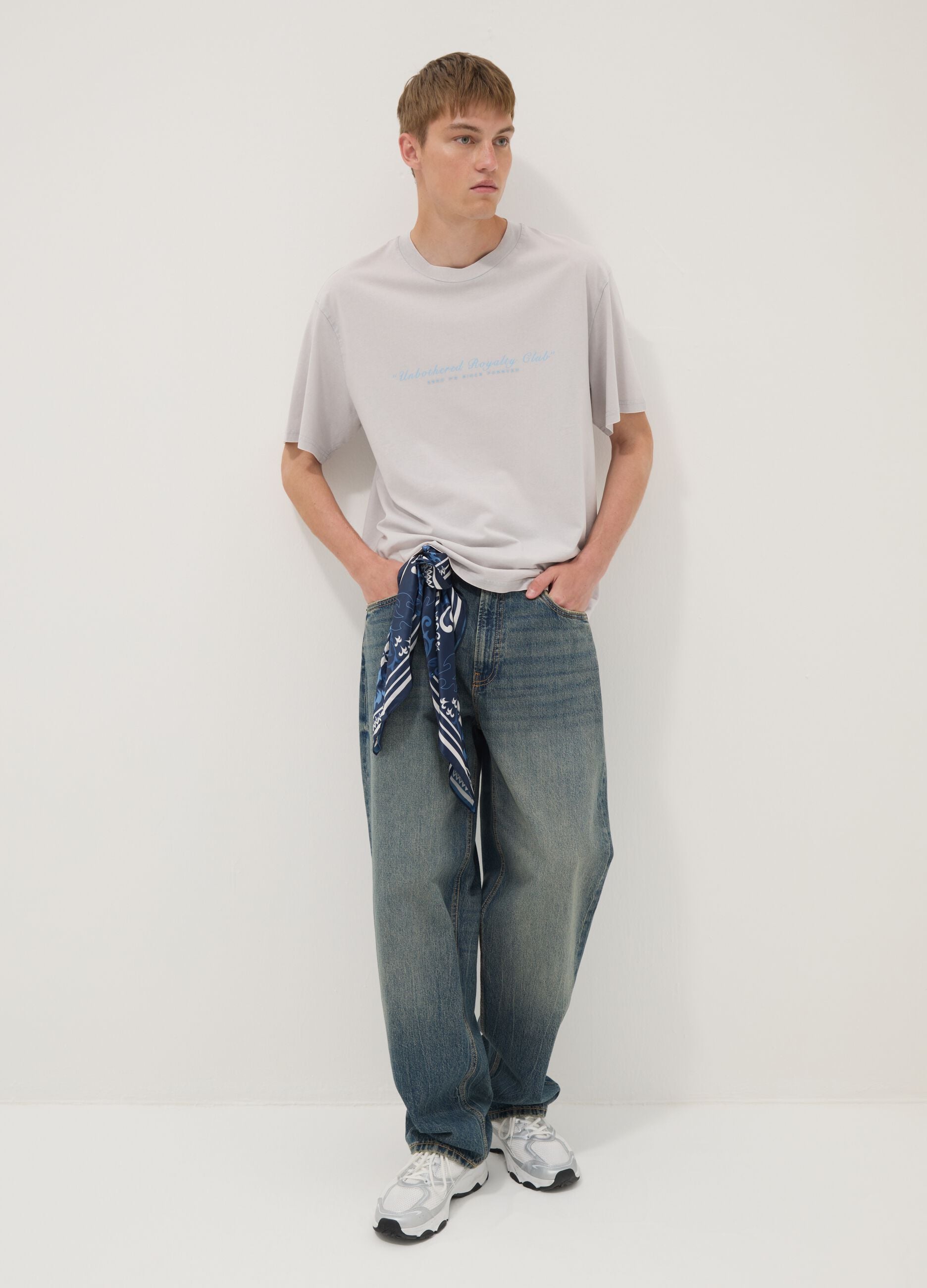 Grey short-sleeve pure cotton T-shirt