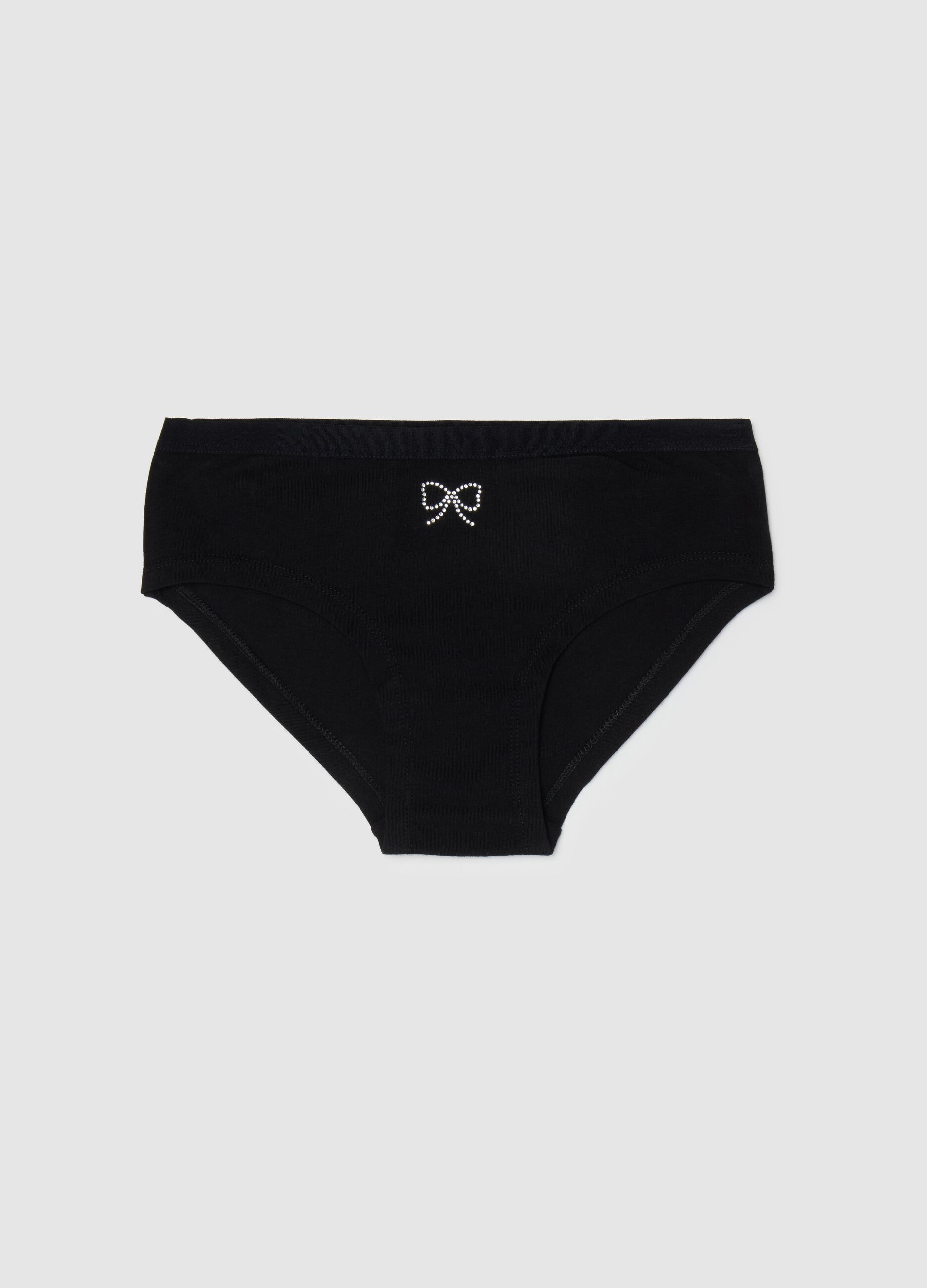 M&auml;dchen Baumwollslip in Schwarz, normale Passform mit Schleife