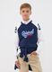 T-shirt blu in puro cotone con girocollo e stampa per ragazzo_1