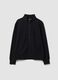 Black cotton-blend sweatshirt with crew neck and zip, regular fit_4
