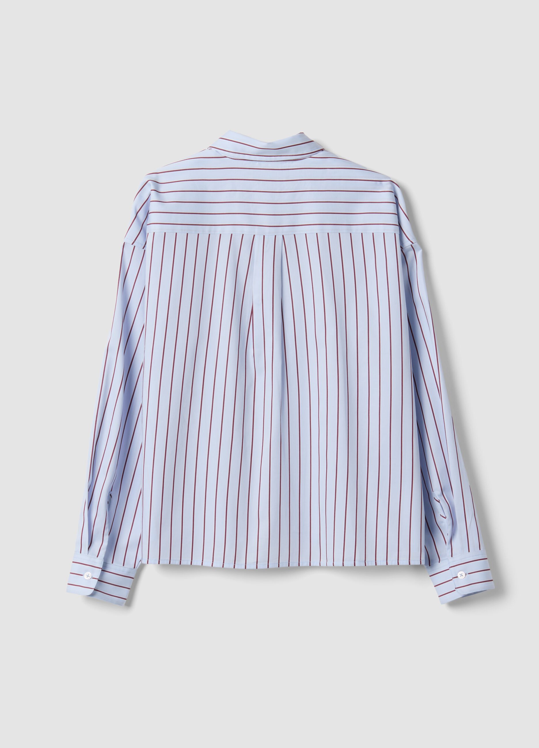 Blue striped pure cotton regular-fit shirt