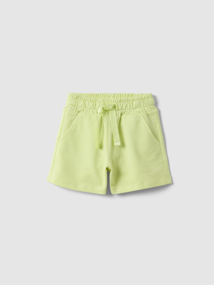 Yellow pure cotton shorts for girls, regular fit_0