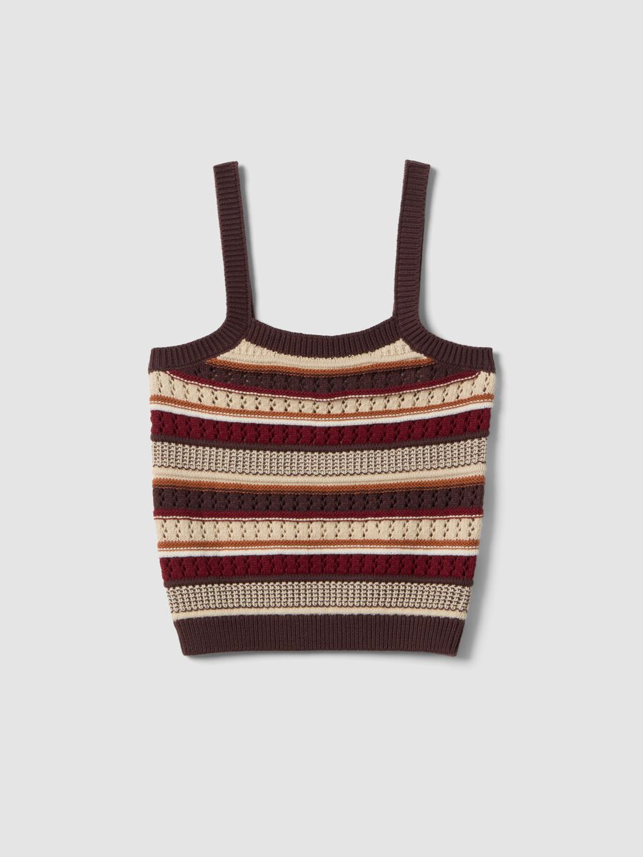 Eng anliegende Weste aus reiner Baumwolle mit mehrfarbigen Streifen und schmalen Tr&auml;gern_4