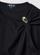Black pure cotton T-shirt with draping and brooch_1