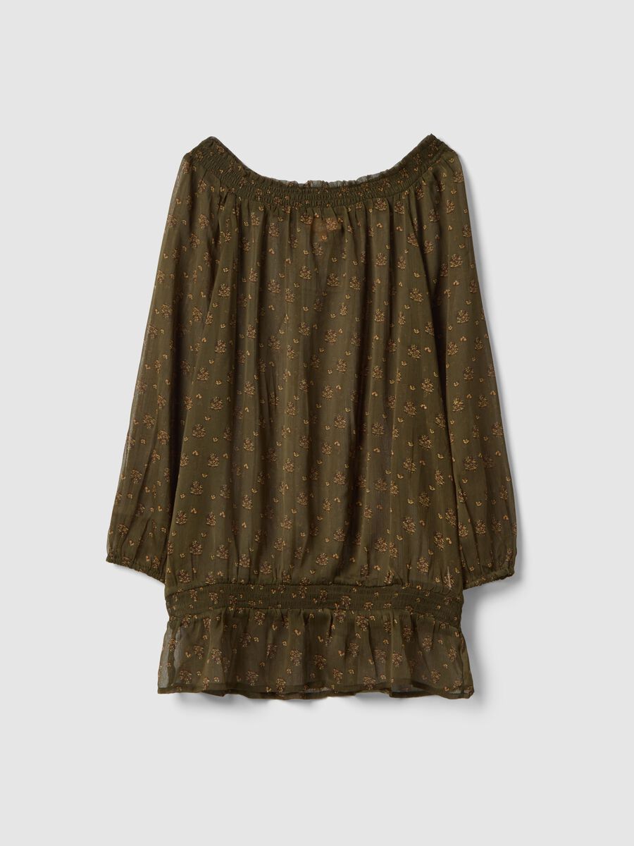 Green maternity blouse with boat neckline and fantasy print_4