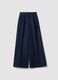 Wide-leg blue denim pure cotton trousers_4