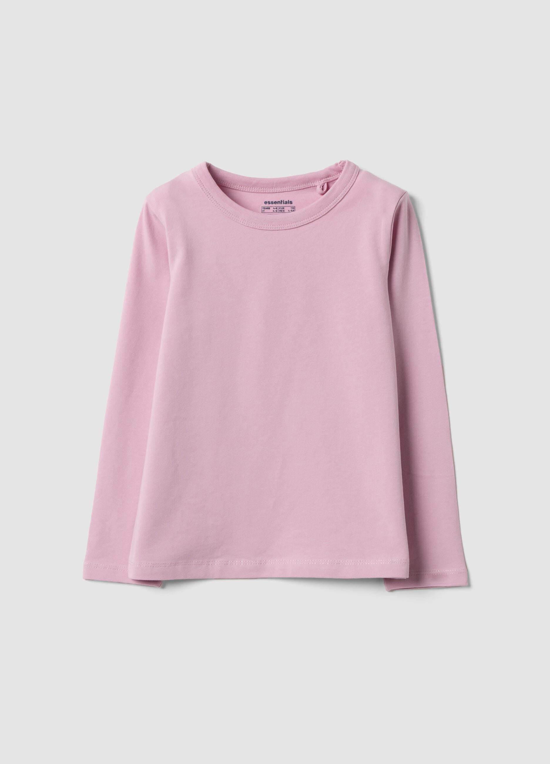 Rosa Langarm-T-Shirt aus Stretch-Baumwolle