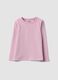 Rosa Langarm-T-Shirt aus Stretch-Baumwolle_0