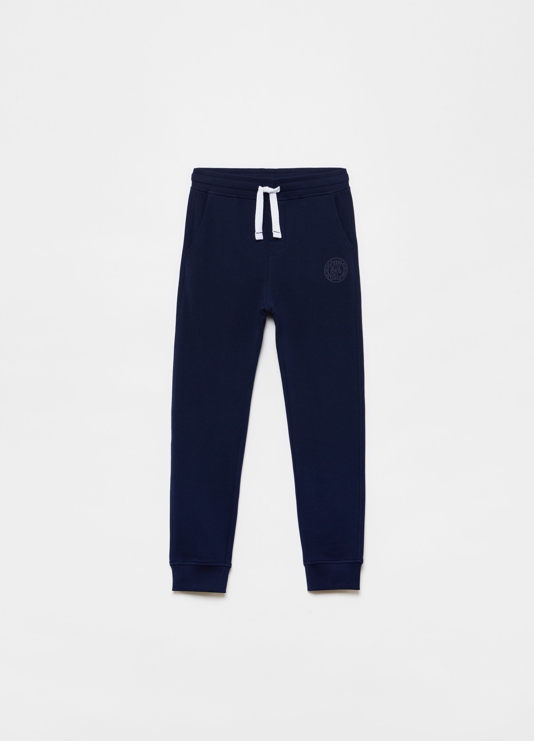 Solid colour fleece joggers with drawstring