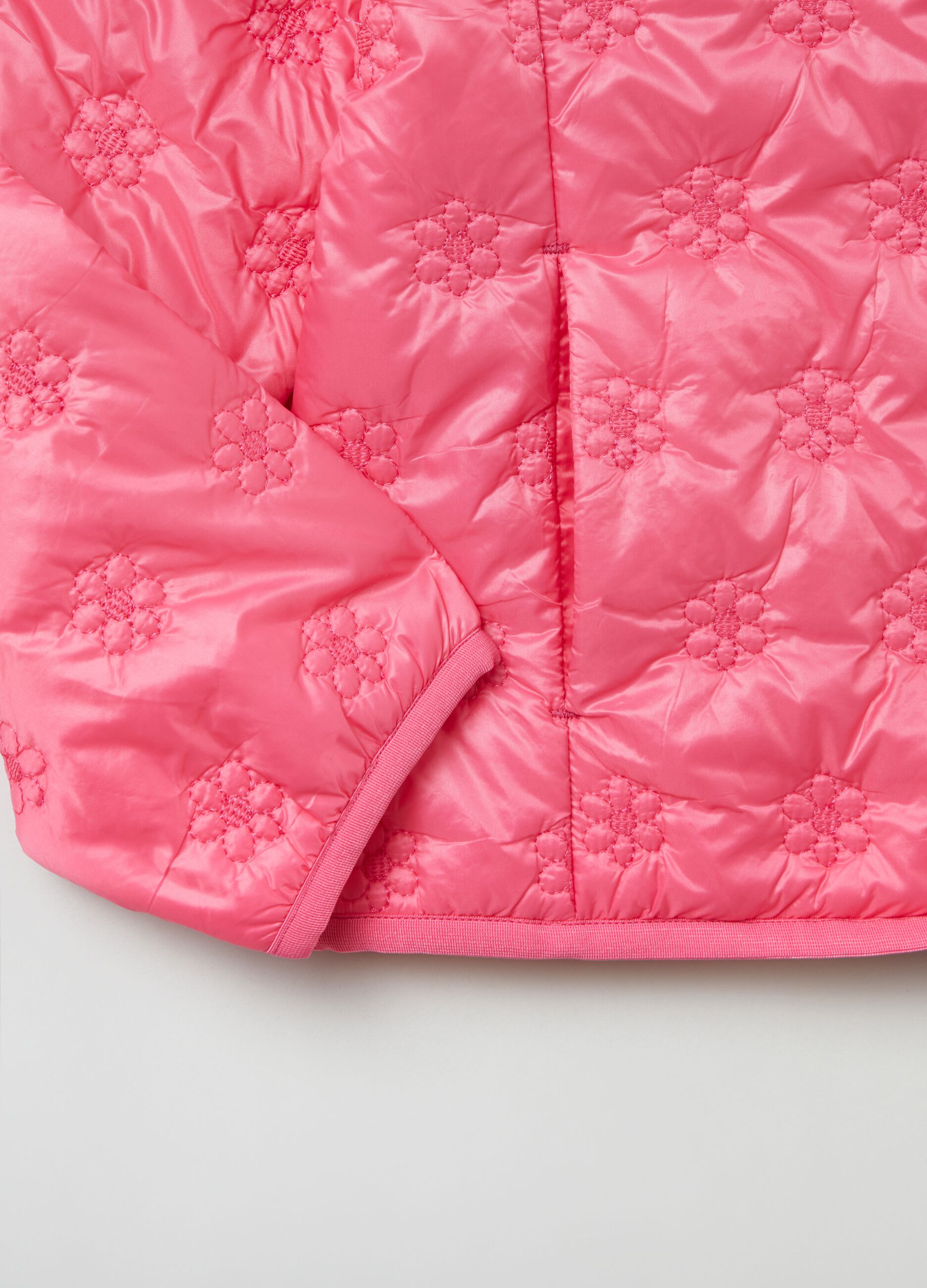 Floral quilted and padded jacket with hood