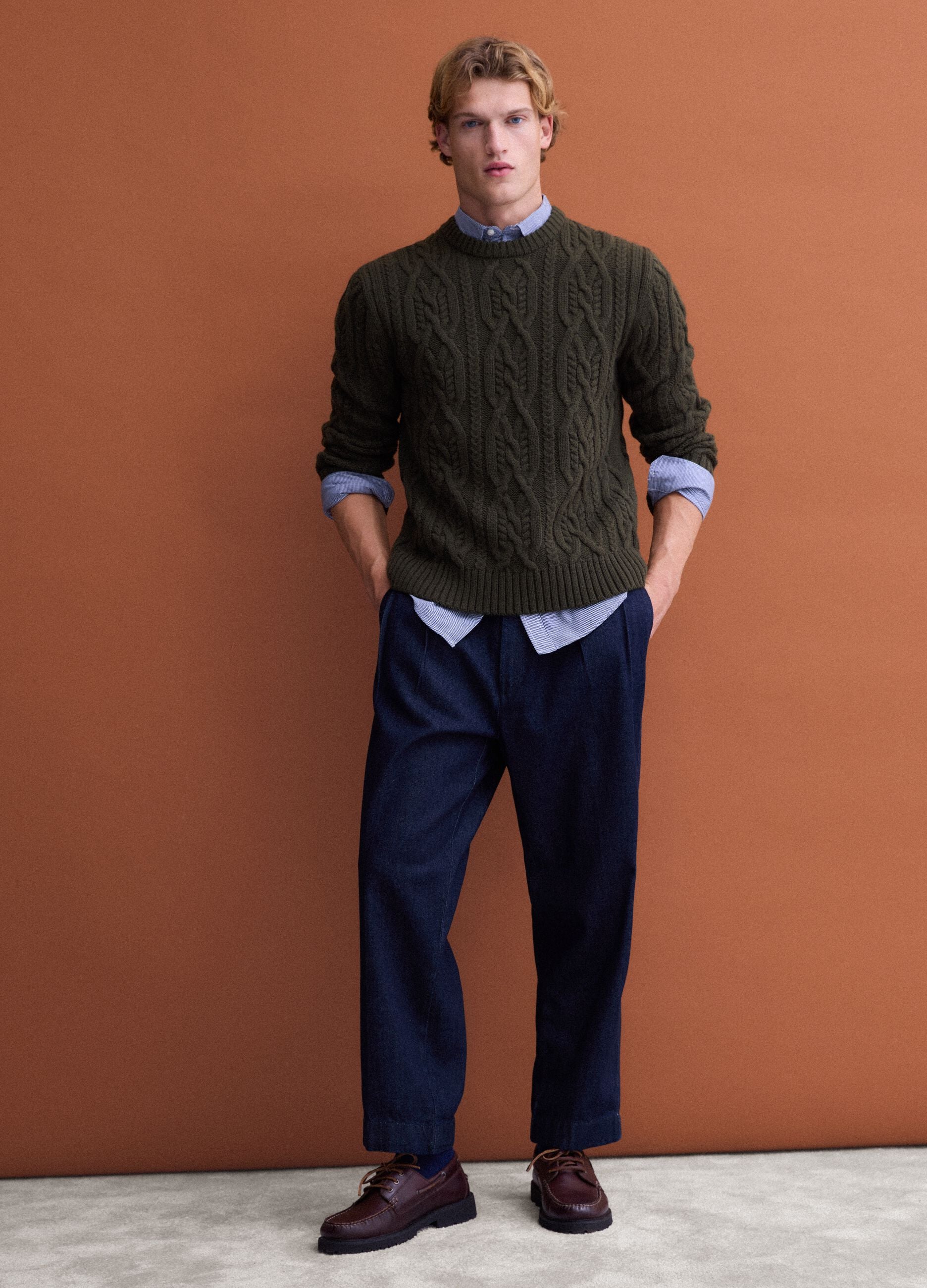 Green regular-fit jacquard wool-blend jumper