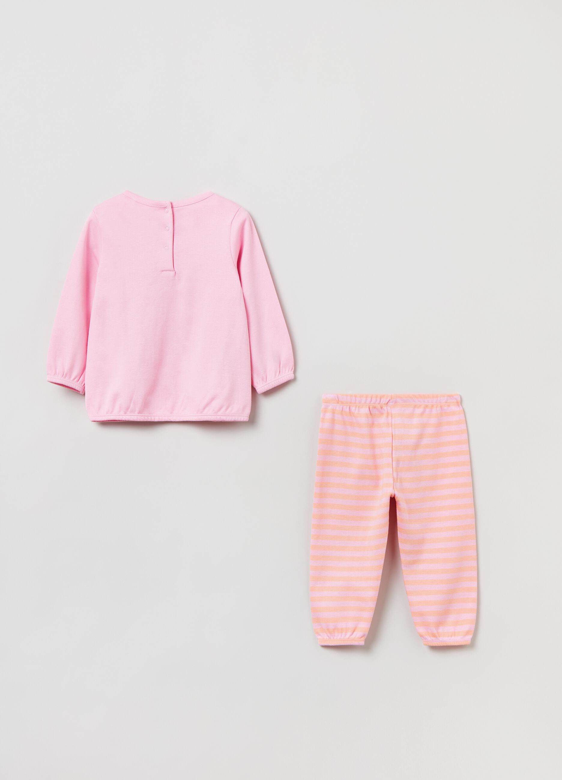 Cotton pyjamas with print and stripes_1