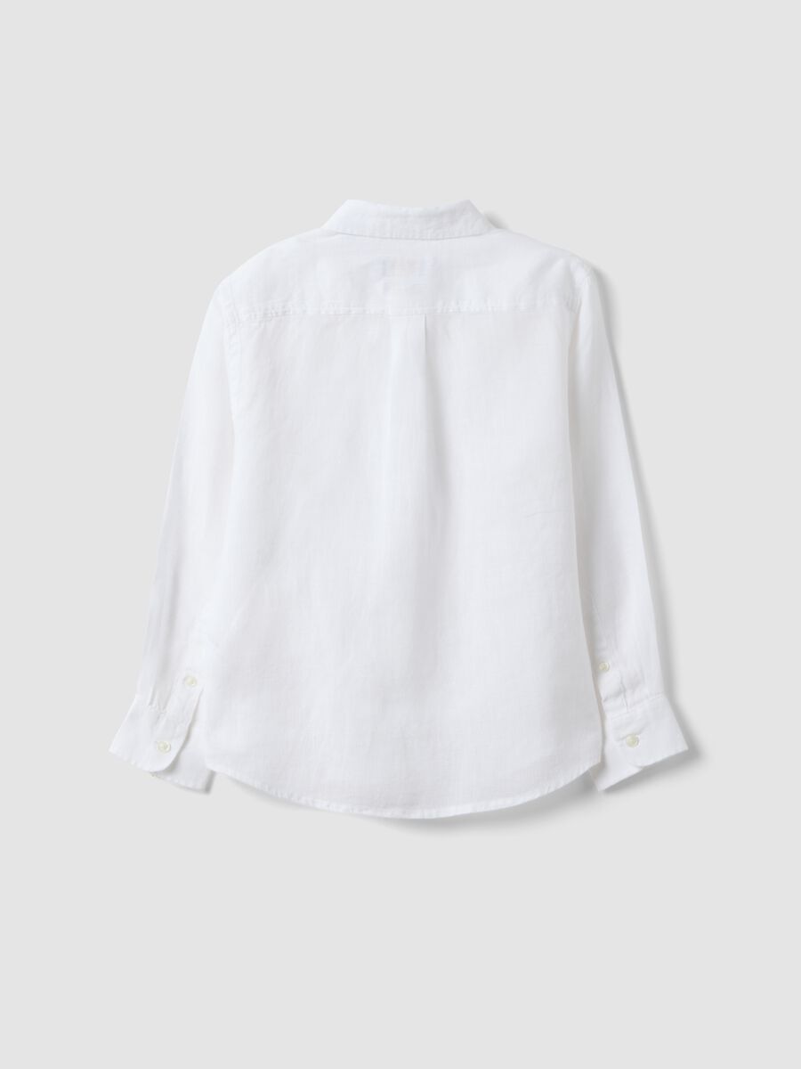 Kids&rsquo; White Pure Linen Oversized Shirt_1