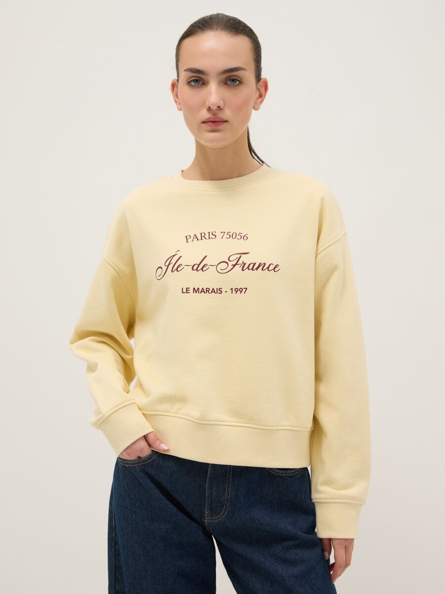 Yellow cotton blend sweatshirt regular fit_0