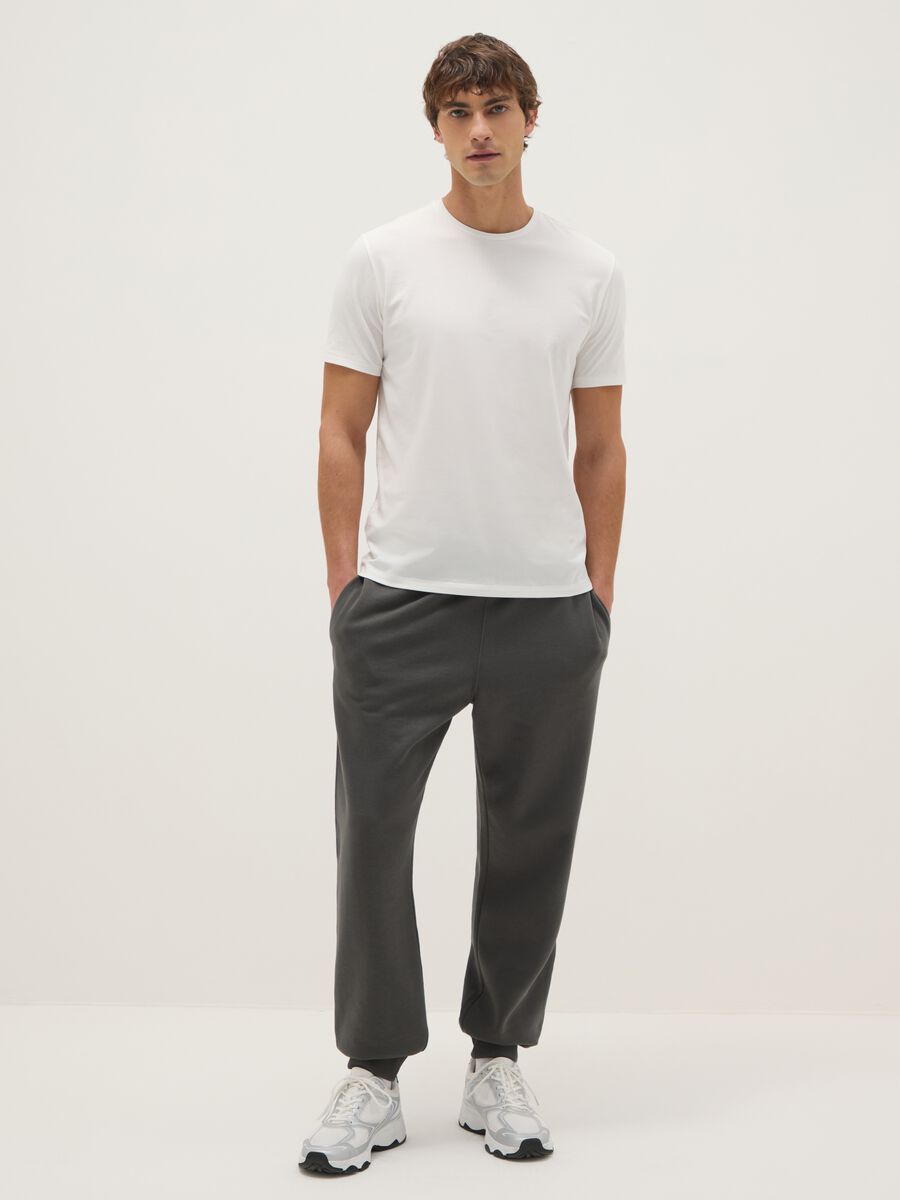 Grey cotton blend jogger trousers regular fit_0