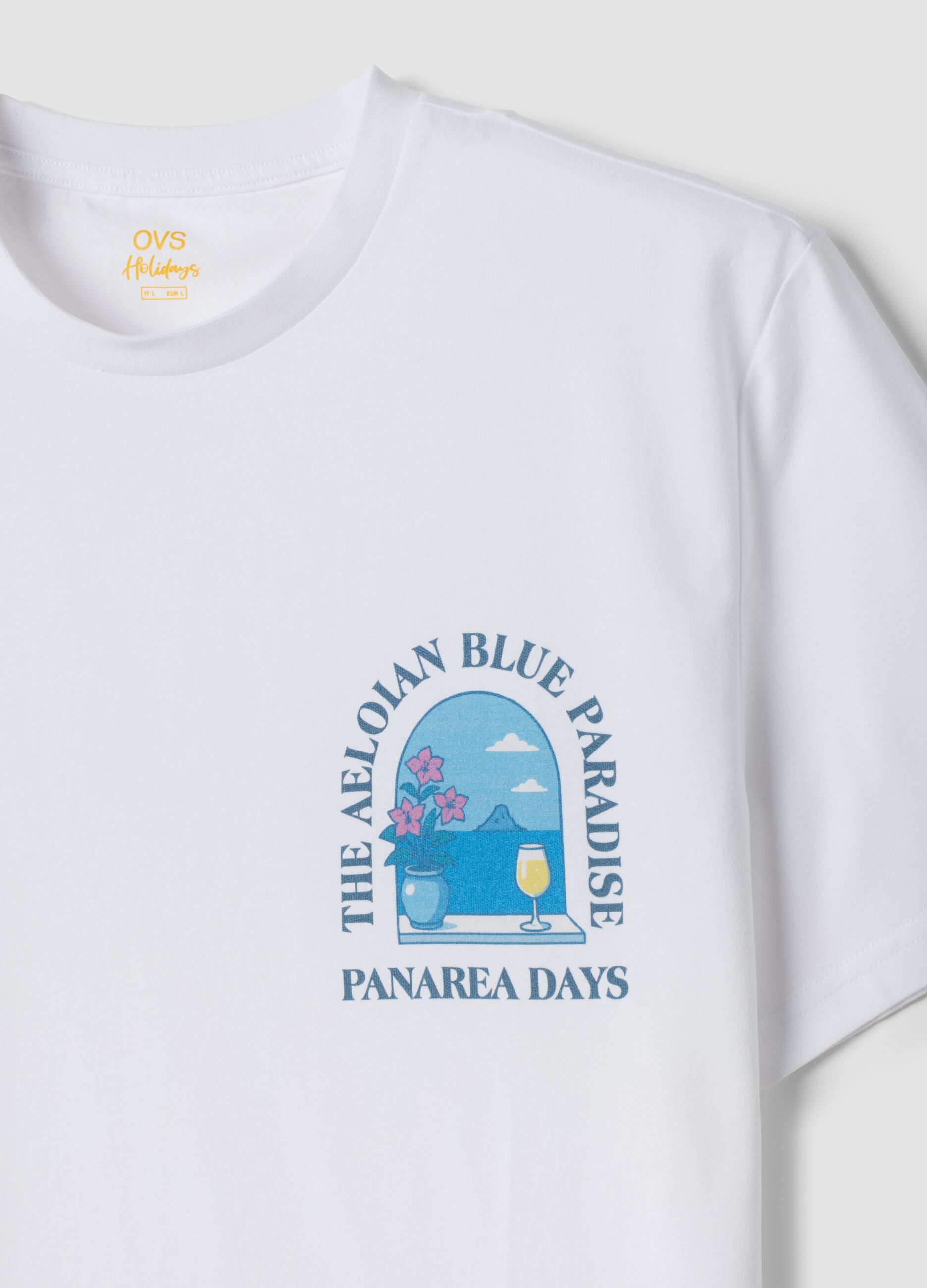 Wei&szlig;es Regular-Fit T-Shirt aus reiner Baumwolle mit kurzen &Auml;rmeln