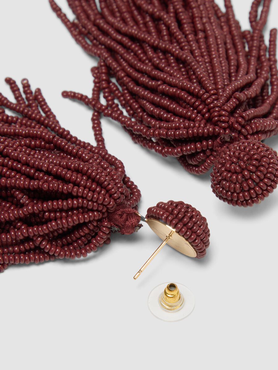 Drop Earrings with Brown Glass Beads_2