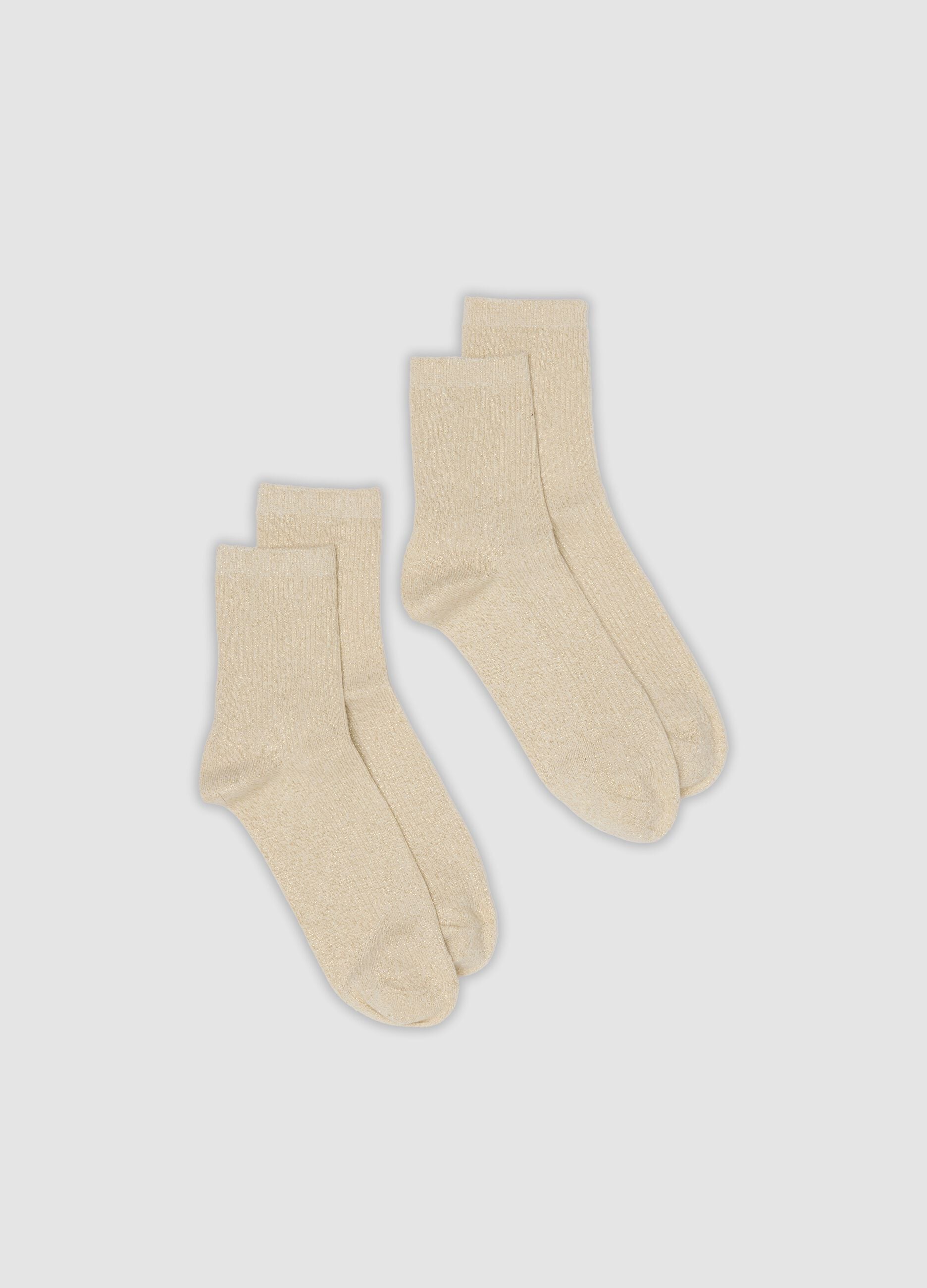 2er-Pack beige Socken aus elastischer Bio-Baumwolle