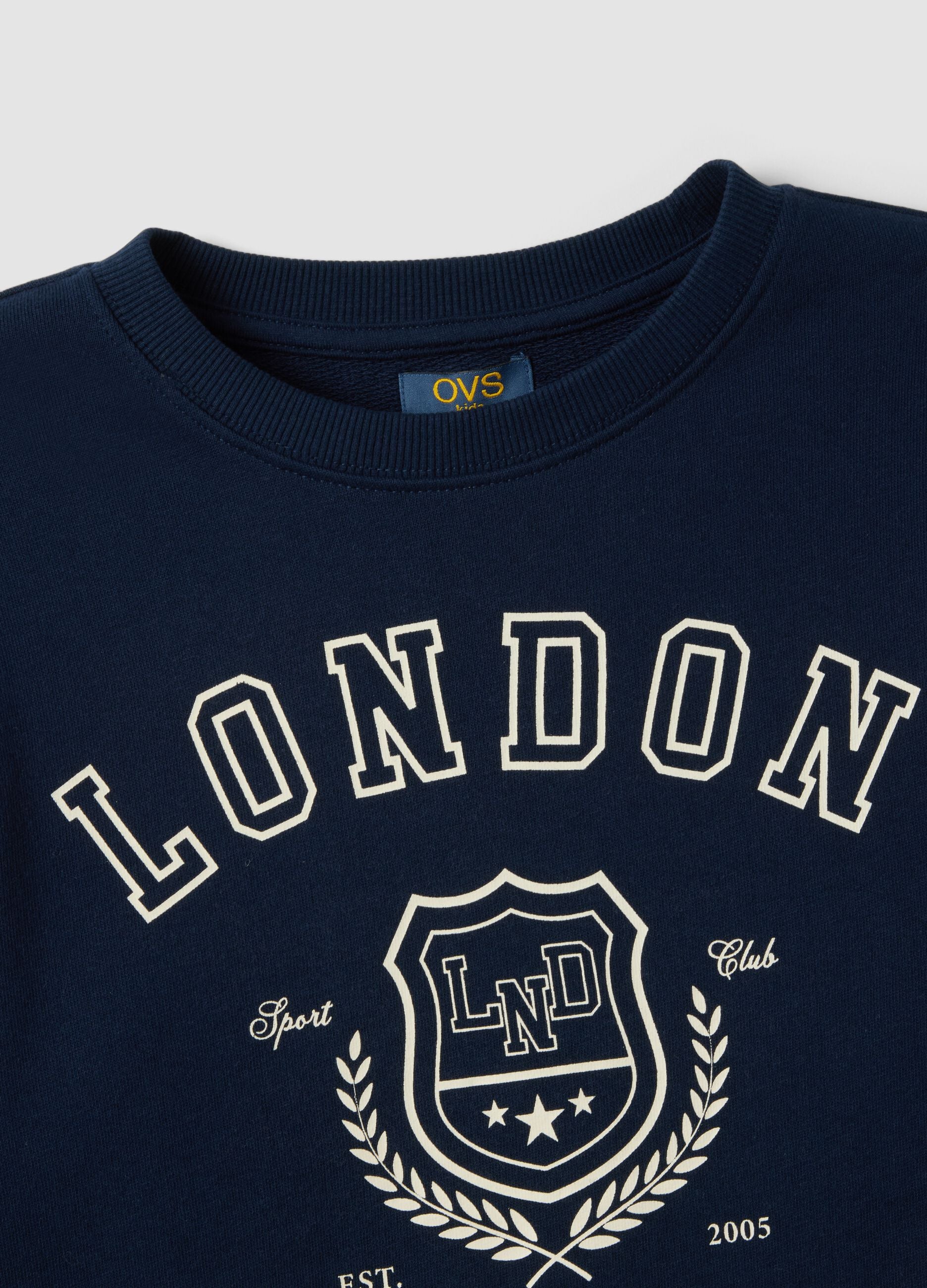 Blue pure cotton crew-neck sweatshirt with print