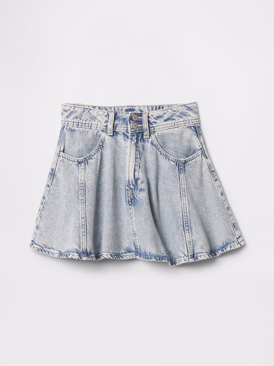 Flared denim skirt with pockets_2