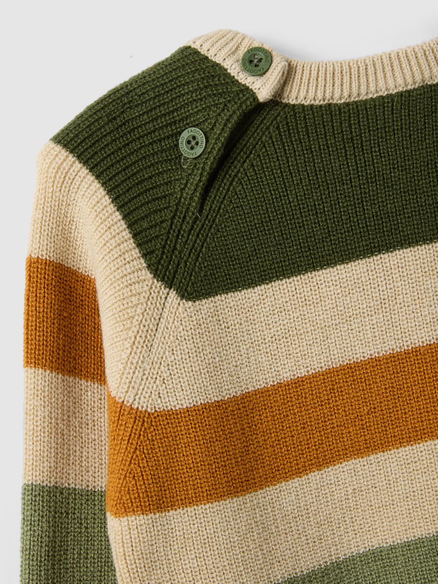 Jersey infantil de rayas multicolor en mezcla de algod&oacute;n con botones, corte regular_3