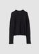 T-shirt nera in tessuto elasticizzato traforato con colletto rialzato_4