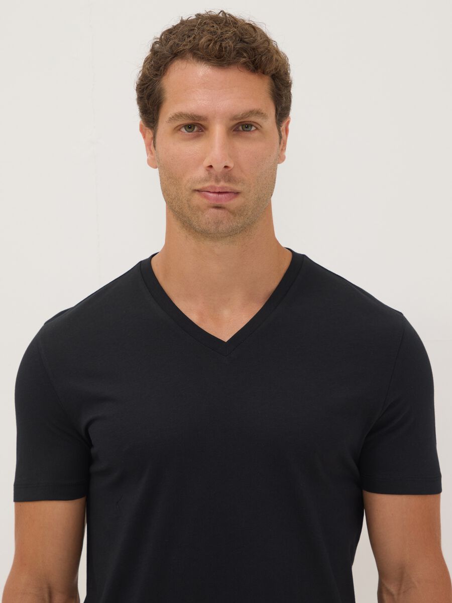 3er-Pack blaue T-Shirts aus Bio-Baumwolle mit V-Ausschnitt_0