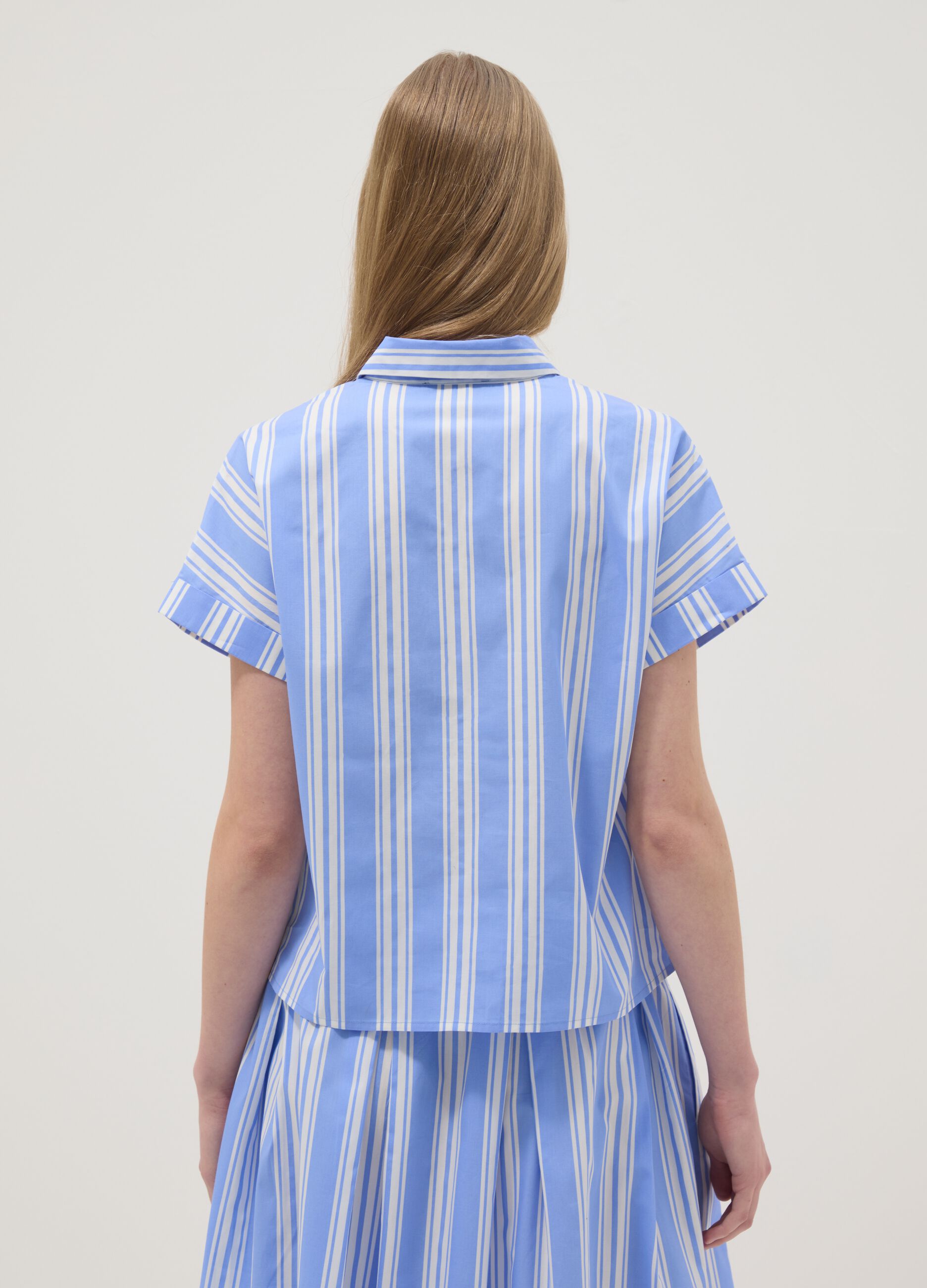 Blue striped pure cotton shirt