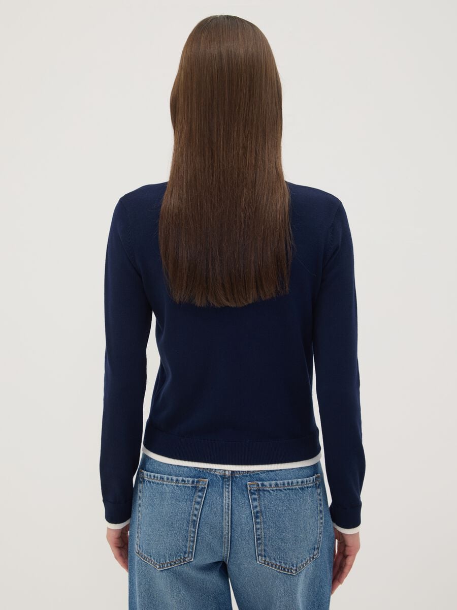 Blue viscose-blend top with polo collar, regular fit_3