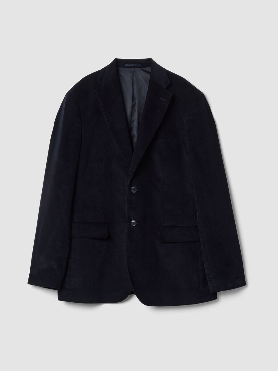 Blazer blu navy in puro cotone regular fit_0