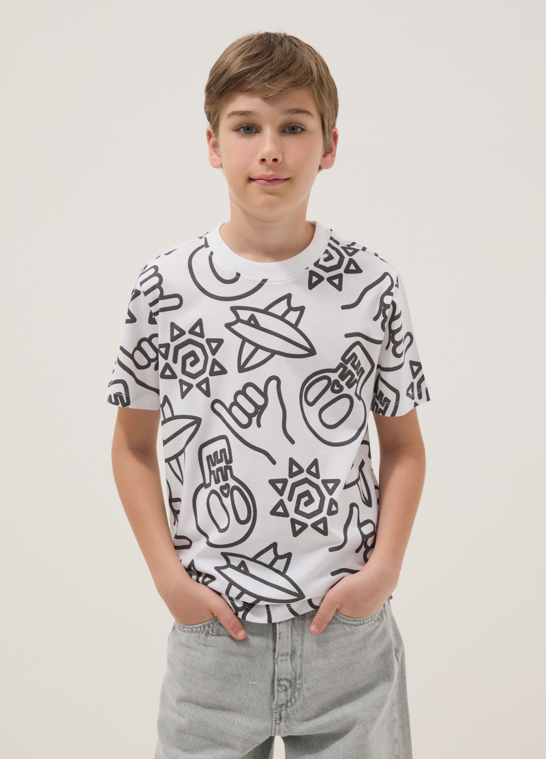 White pure cotton short-sleeve T-shirt