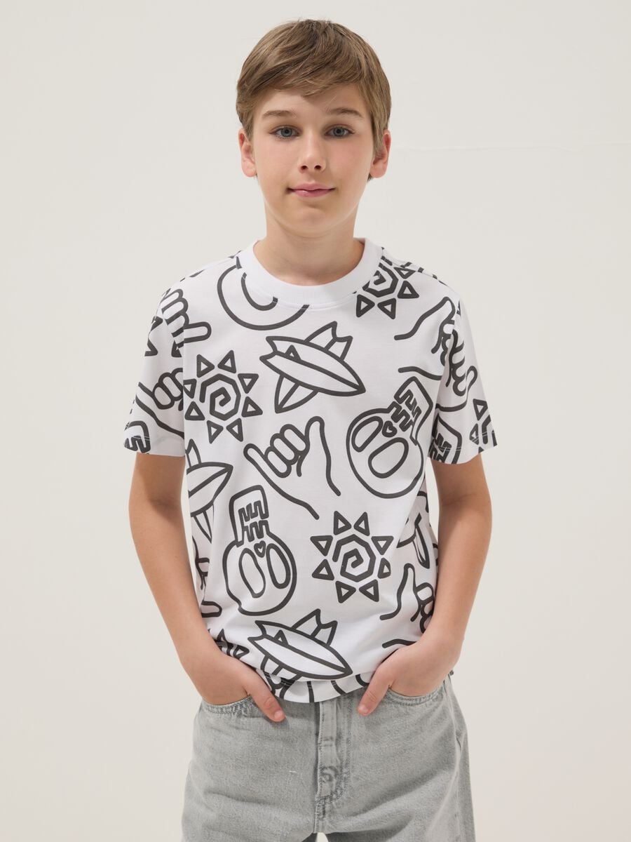 Camiseta blanca de algod&oacute;n puro de manga corta_1