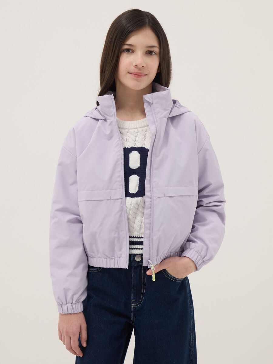 Purple hooded jacket for girls regular fit_0