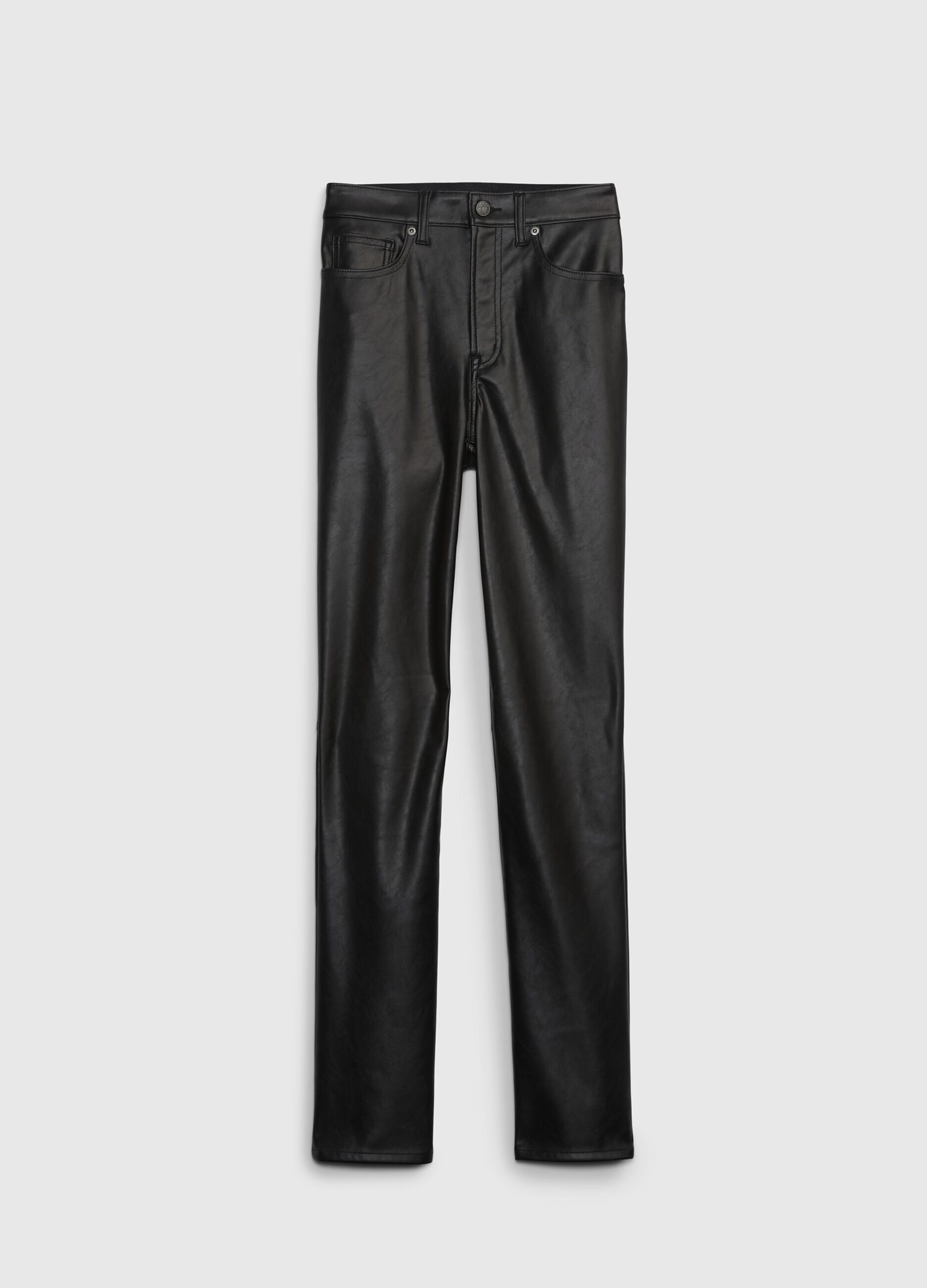 Slim-fit glossy-effect trousers