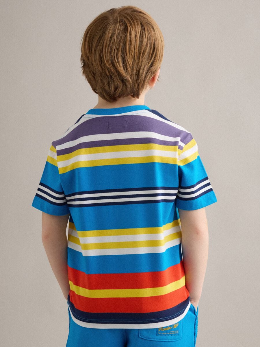 Kids&rsquo; multicolour striped pure cotton T-shirt, oversized fit_1