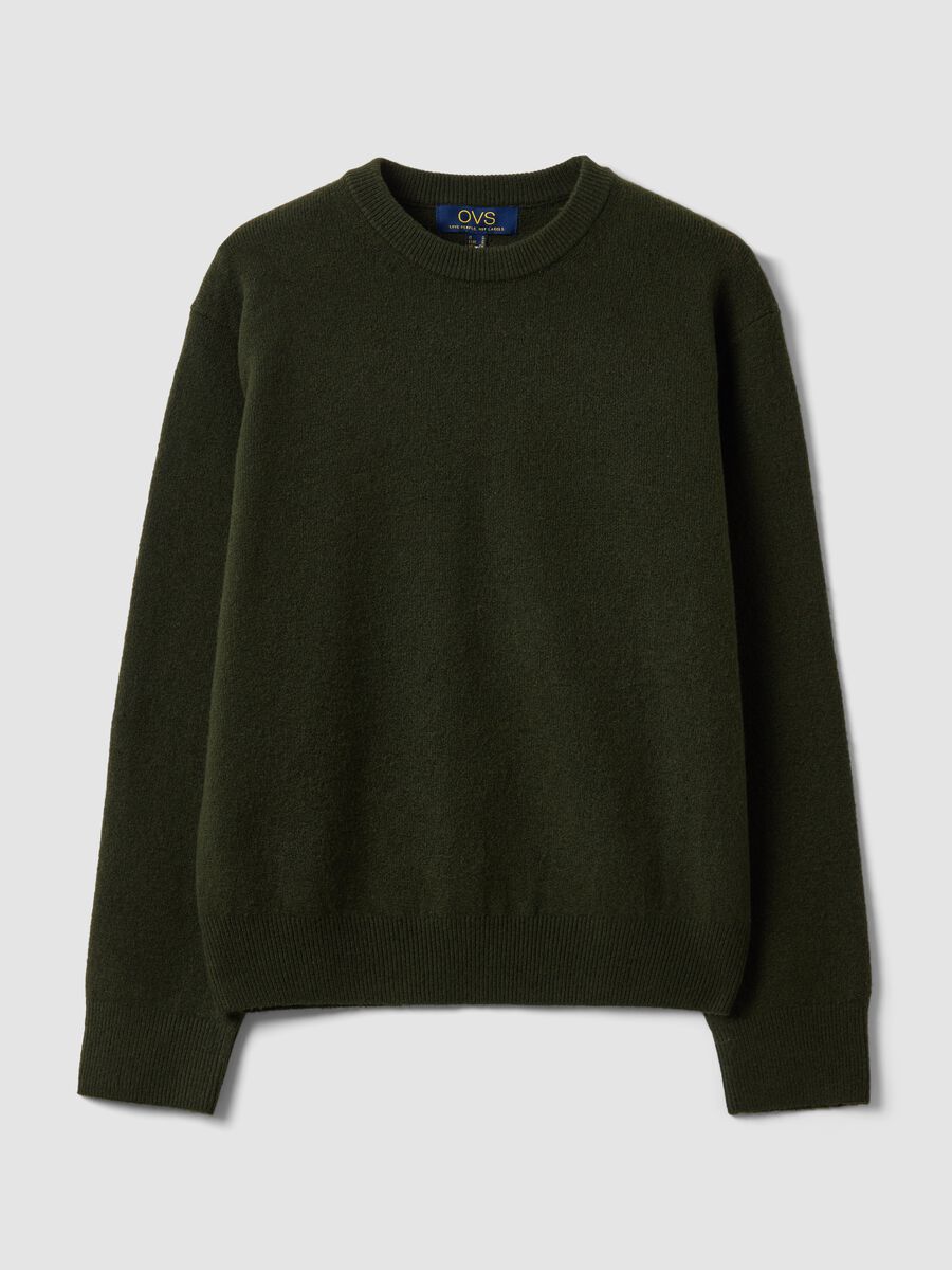 Maglia verde in lana elasticizzata a girocollo_4