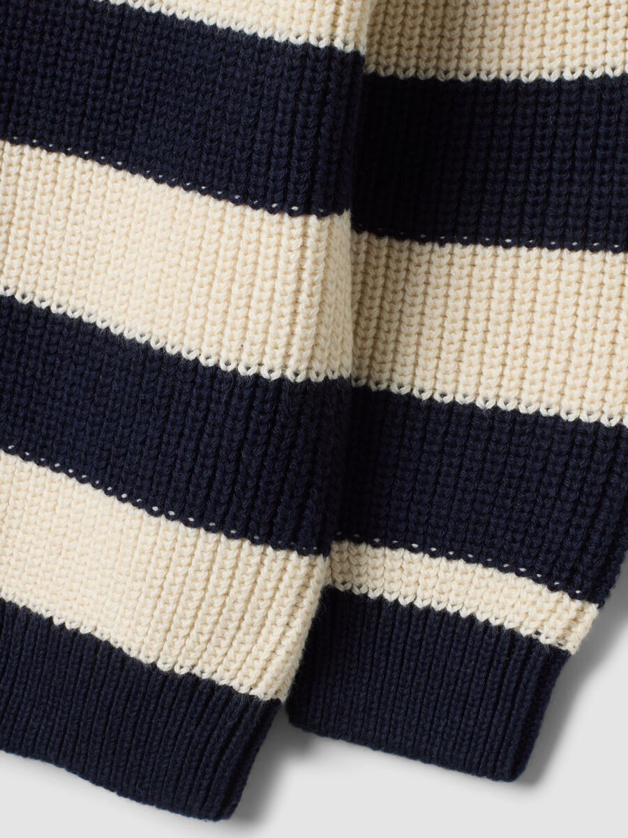 Maglia blu in puro cotone a righe con girocollo per bimbo_3