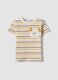 Boys&rsquo; pure cotton multicolour striped T-shirt with dog pocket_0