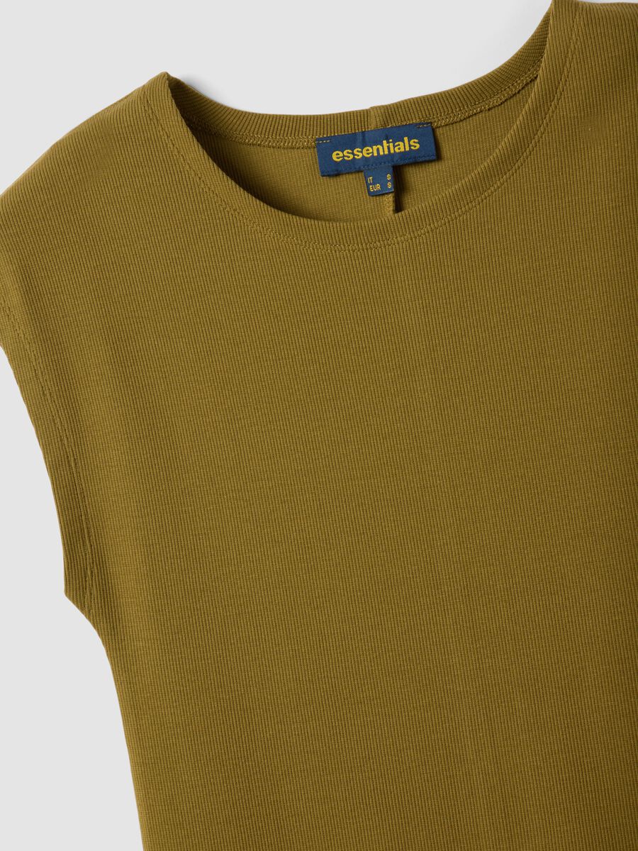 &Auml;rmelloses, figurbetontes Kleid aus gr&uuml;nem Stretch-Baumwollstoff_5