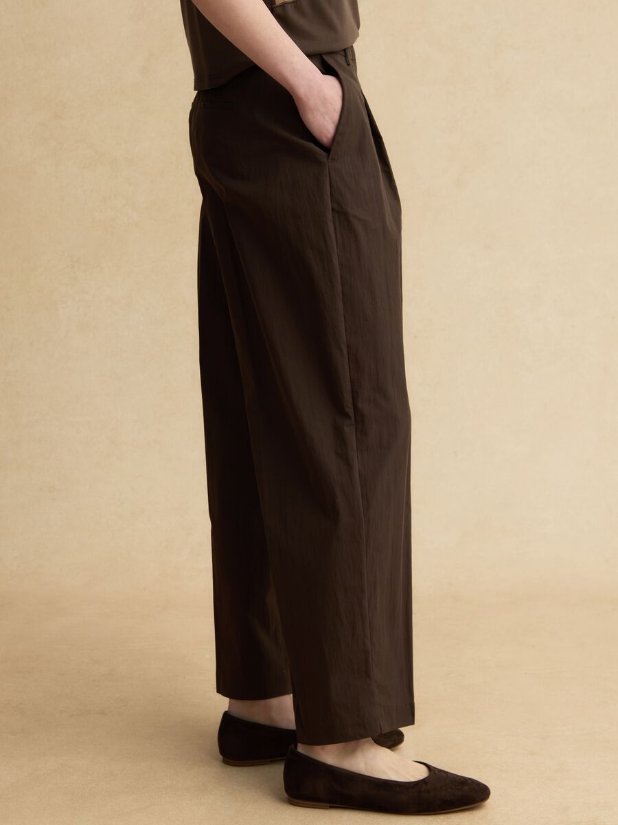 Braune Straight Fit Baumwollmix-Hose_3