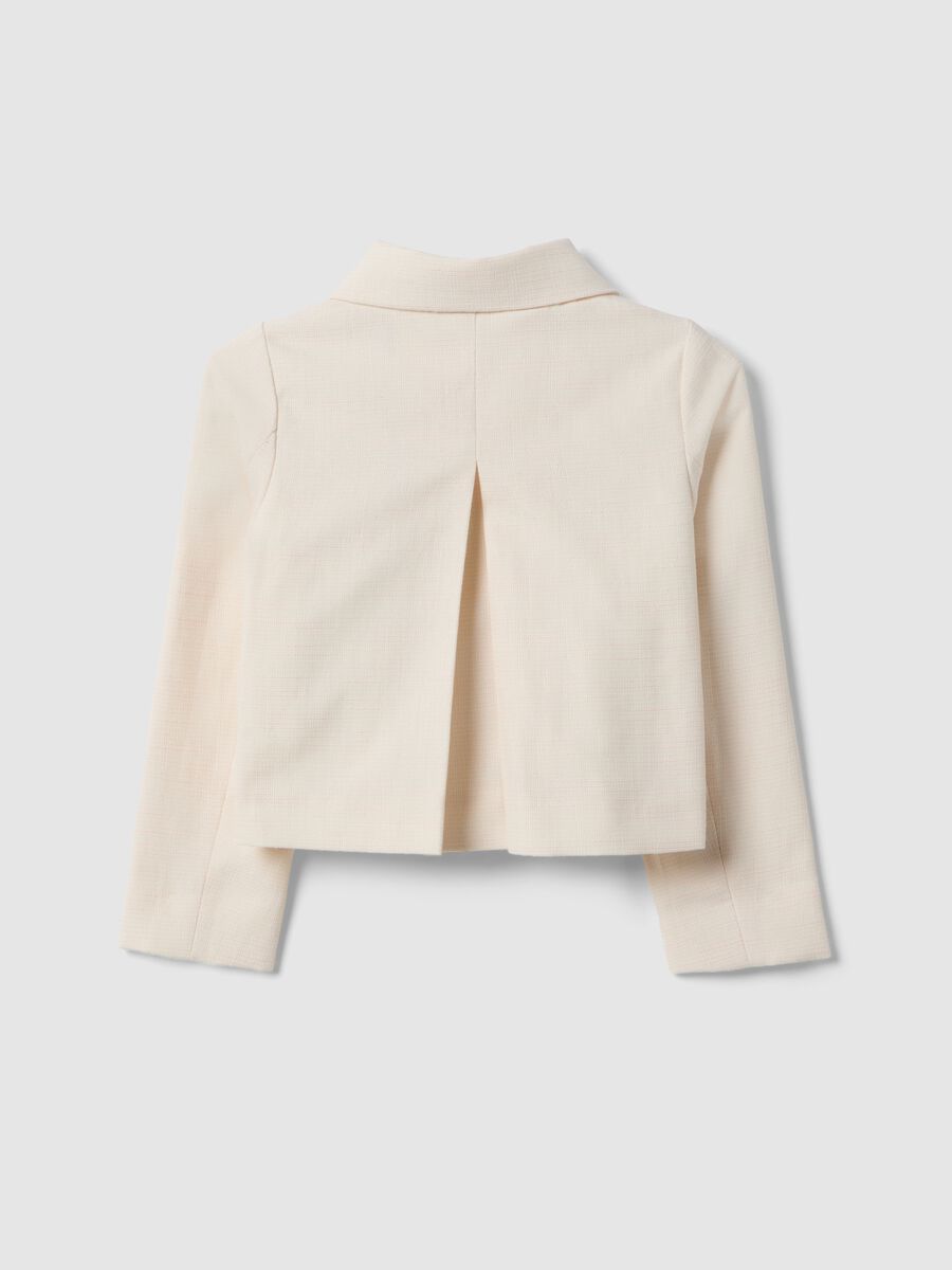 Girl's regular fit beige pure cotton jacket with buttons_1