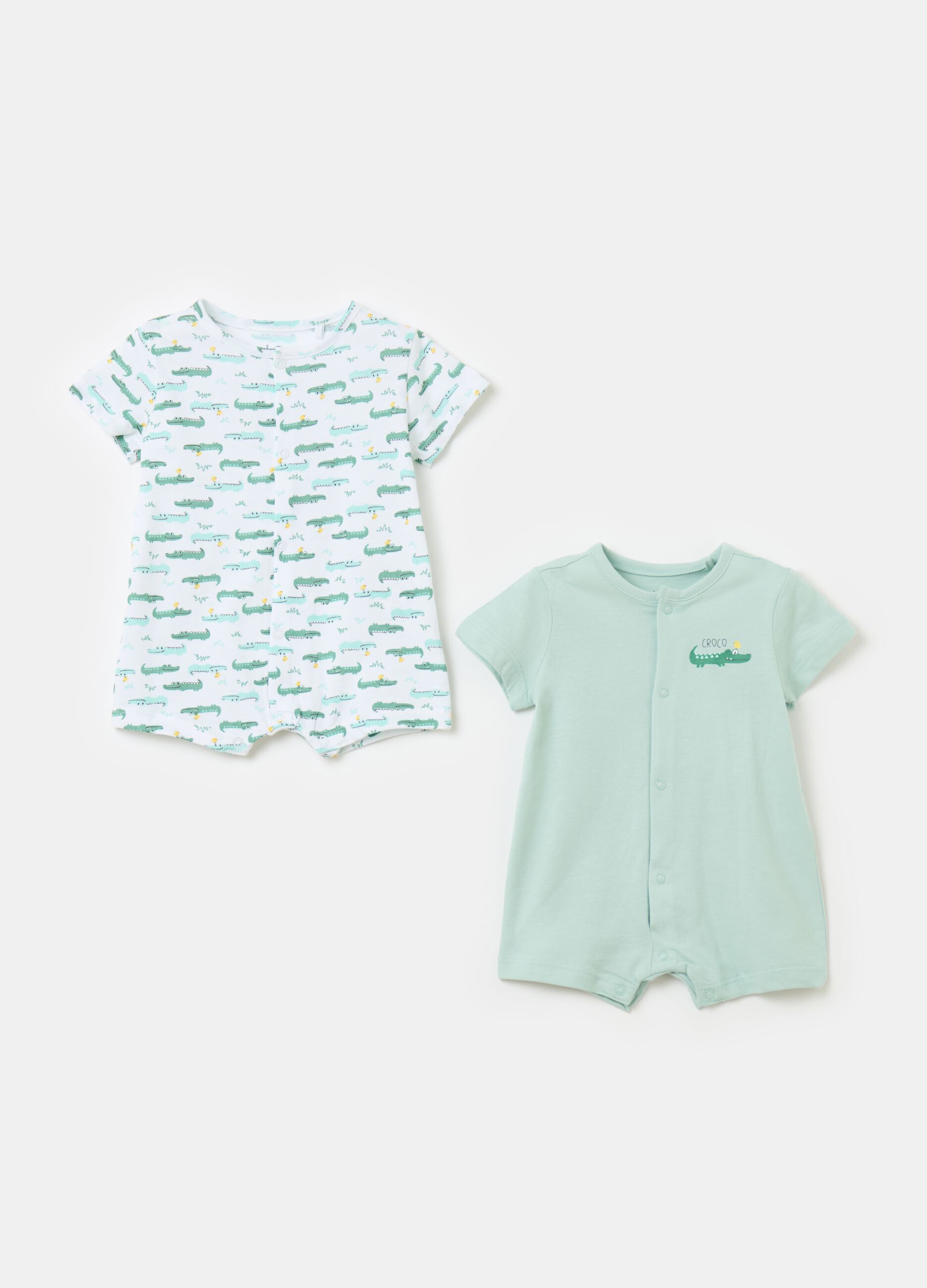 Two-pack romper suits in organic cotton with print