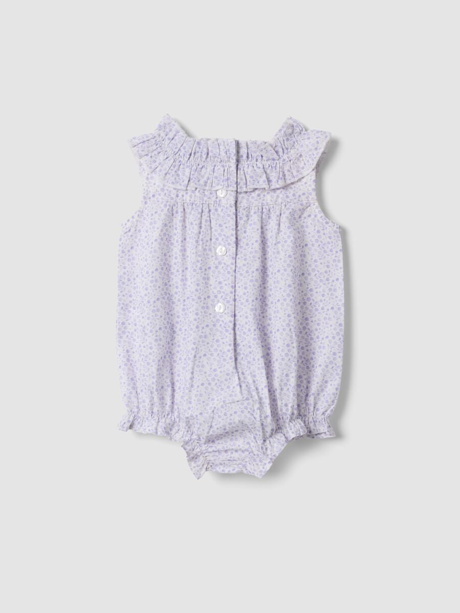 Purple pure cotton baby romper with classic collar_1