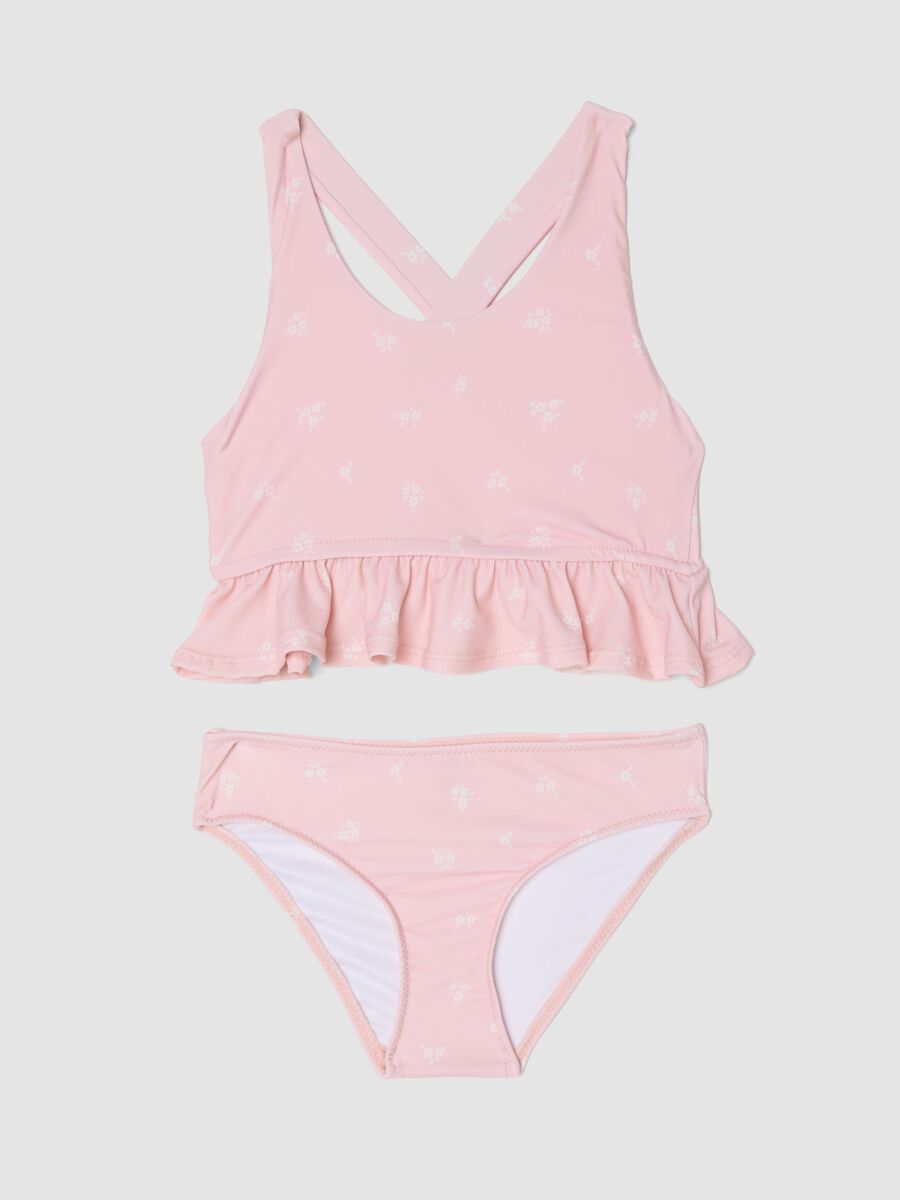 Rosa Bikini aus elastischem Stoff mit R&uuml;schen_0