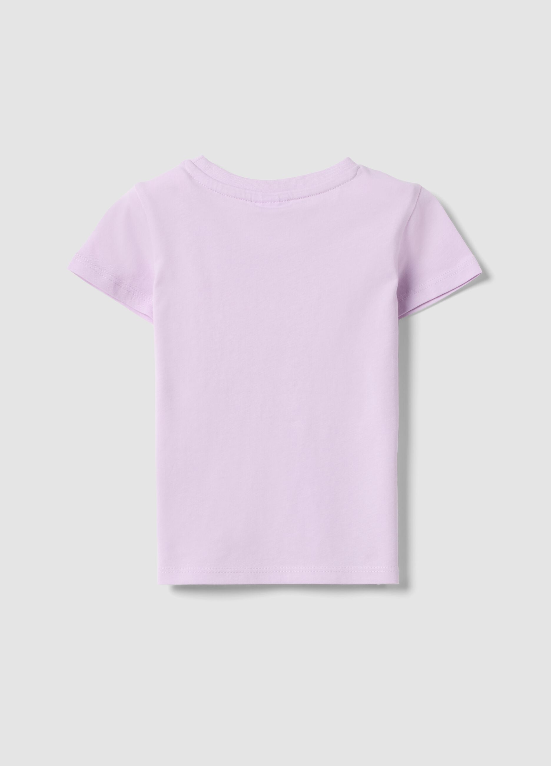 T-shirt roxa de algod&atilde;o org&acirc;nico para menina com estampado marinho