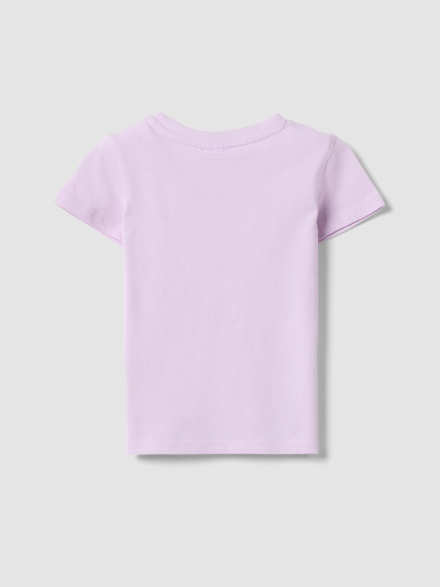 T-shirt roxa de algod&atilde;o org&acirc;nico para menina com estampado marinho_1