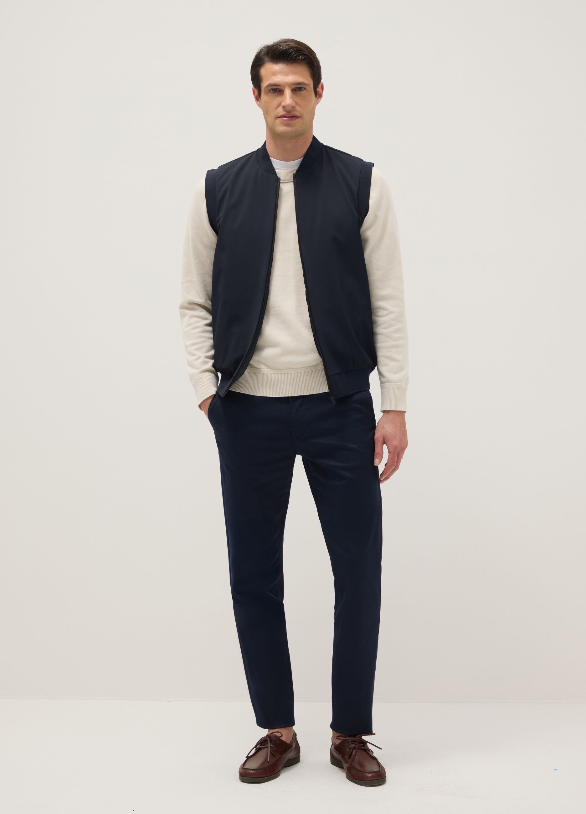 Blauer Regular Fit Gilet mit durchgehendem Rei&szlig;verschluss