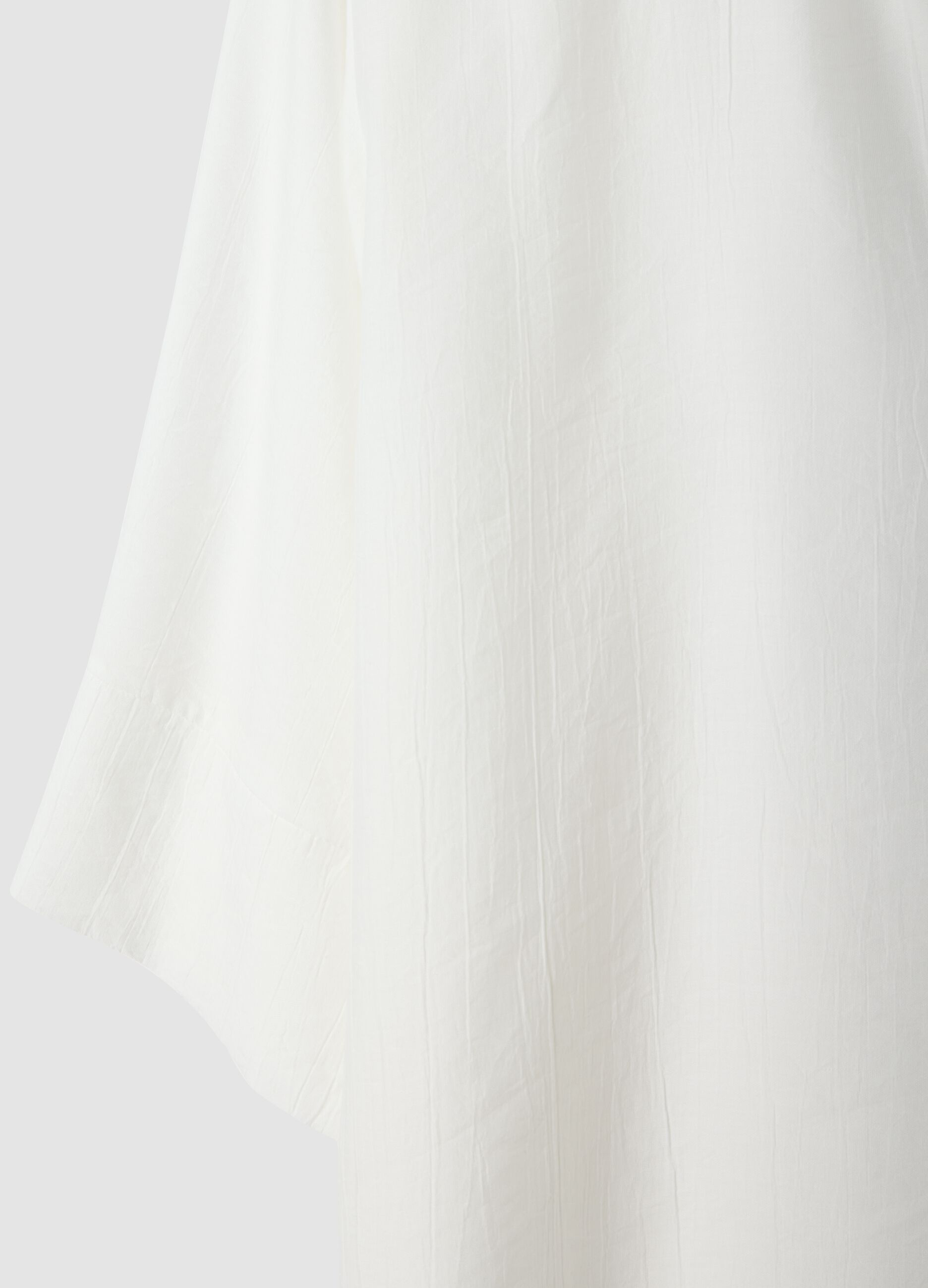 White viscose-blend blouse, regular fit, with Mandarin collar