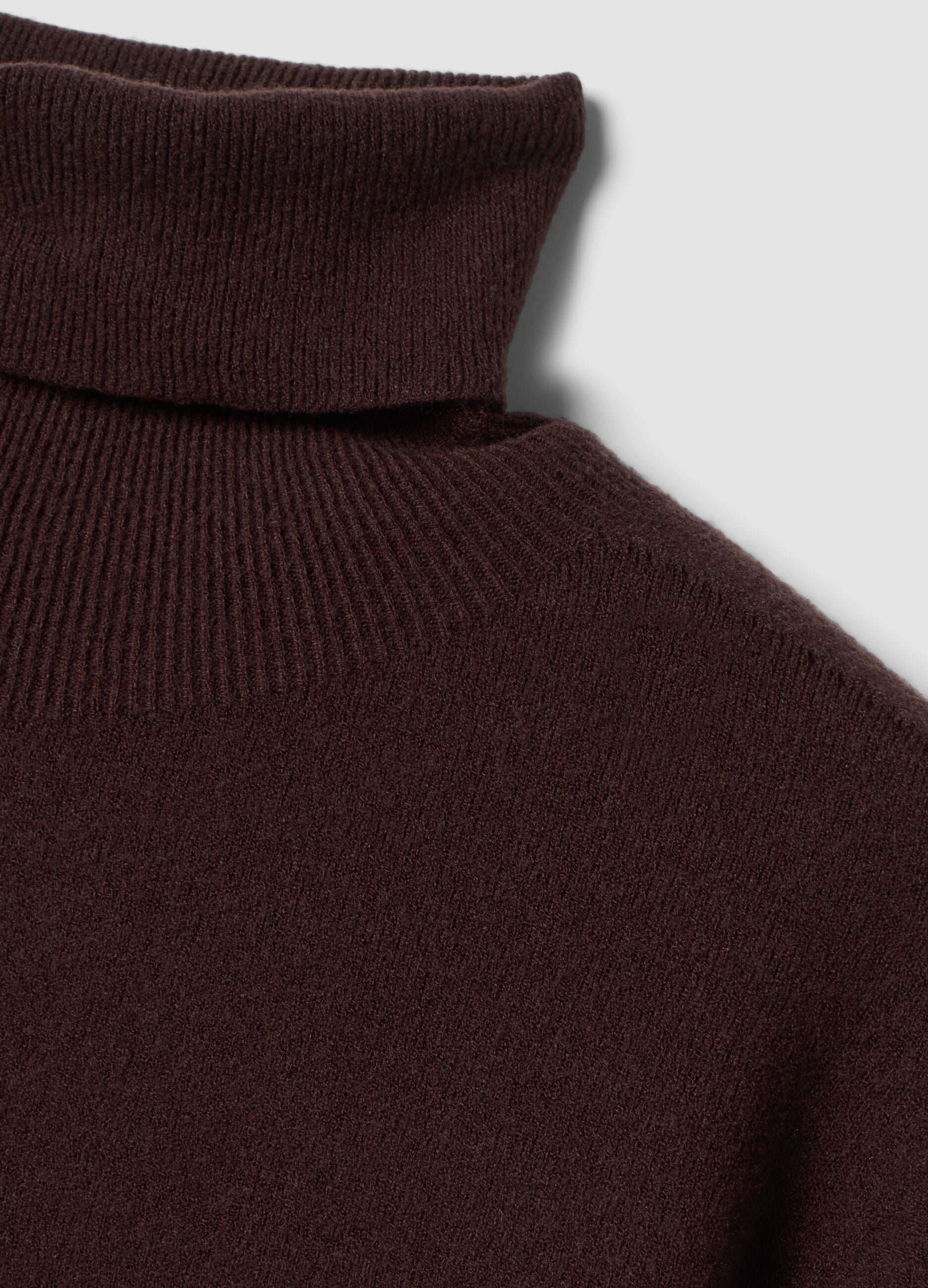 Brown high-neck jumper in viscose and wool blend, regular fit