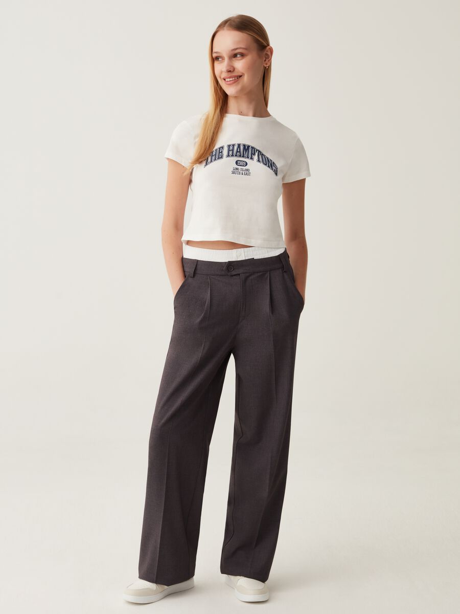 Wide-leg trousers with external elastic_0